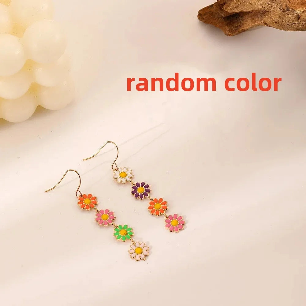 Kawaii Daisy Delight Drop Earrings 🌼✨ | Colorful Sunflower Bling for Trendy Girls 🎉💖