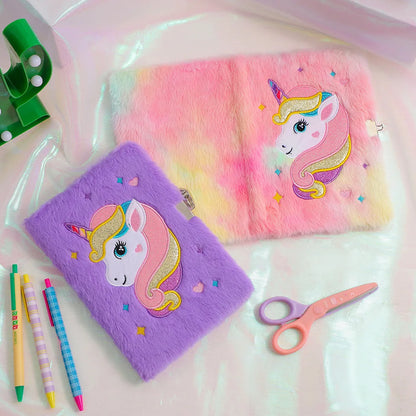 Unicorn Plush Lockable Diary A5 Notebook For Girls Cute Stationery Gift 🦄📓🔒