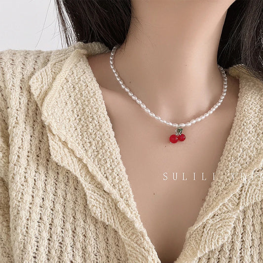 🍒 Adorable Cherry Charm Choker Necklace 🌸✨ - Perfect for Parties & Gifts! 🎁💖