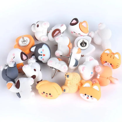 Kawaii Cat & Dog Push Pins Set 🐾 | 14 Adorable Resin Thumb Tacks for Cork Boards, Maps & More! 🐱✨