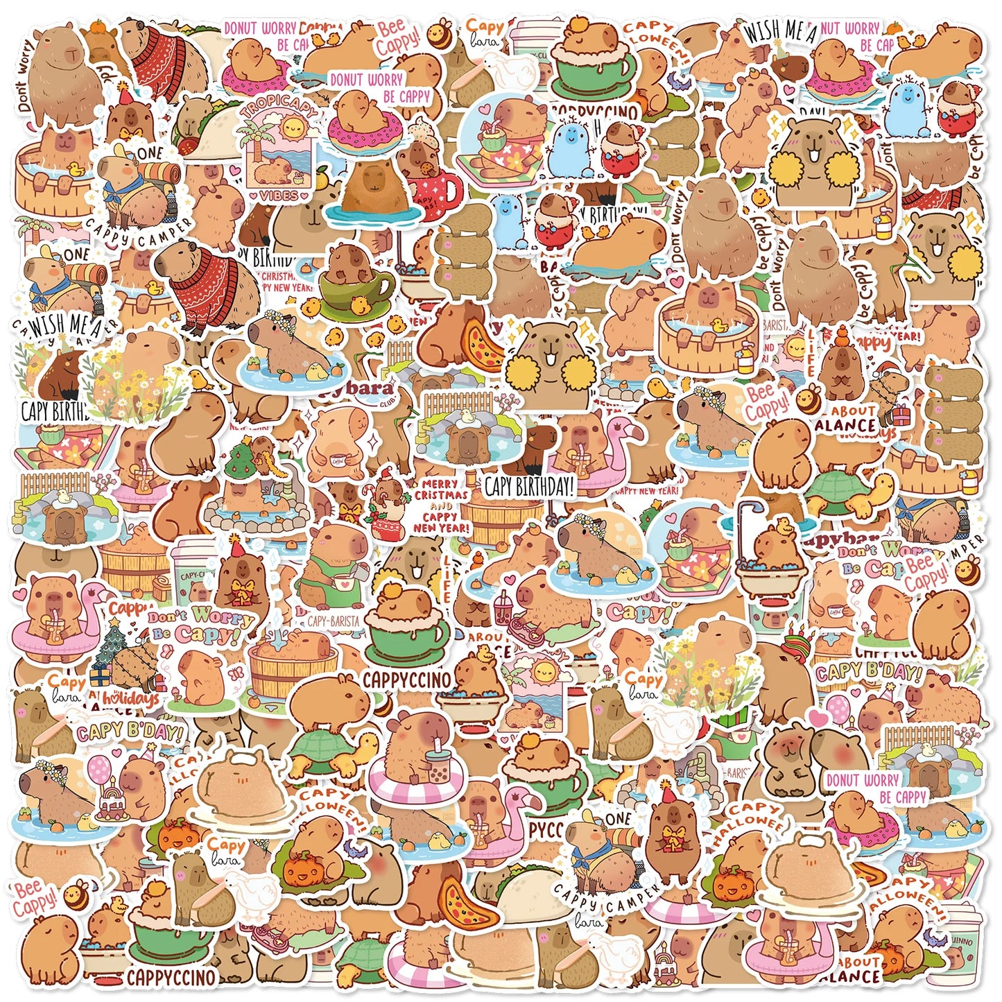 Kawaii Capybara Cartoon Sticker Pack 🌟 | 50pcs Waterproof DIY Stickers for Phones, Laptops & More 🐾💕