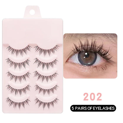 Pastel Little Devil Anime Lashes 5 Pairs Clear Band Full Strip For Natural Daily Manga Style Eyelashes 😈👁️✨