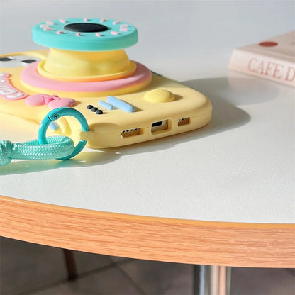 Kawaii 3D Cute Camera Phone Case 📸✨ - Soft Silicone Kickstand Cover for iPhone 16/15/14/13/12/11 Max! 🥰