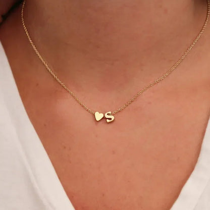Kawaii Tiny Heart Initial Necklace 💖✨ - Dainty Gold & Silver Choker for Women 🎀 Perfect Gift!