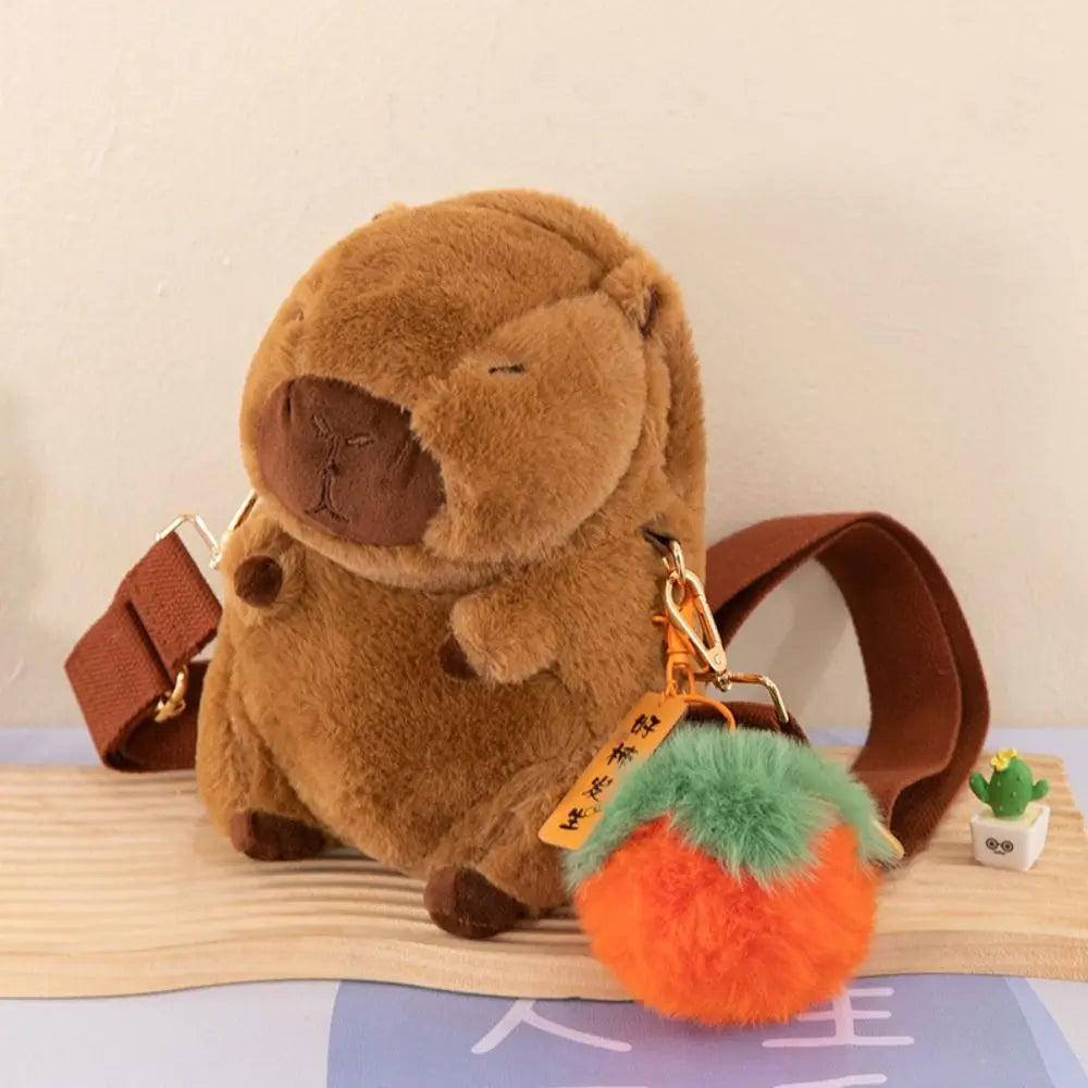 Kawaii Capybara Plush Backpack 🐾 | Adorable Large Capacity Crossbody Bag for Kids & Teens 🎒✨
