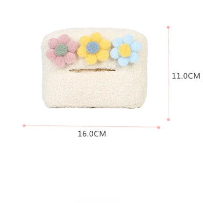 Kawaii Plush Flower Car Tissue Box 🌸✨ Hanging Organizer for Visor - Adorable Auto Accessory! 🚗💖