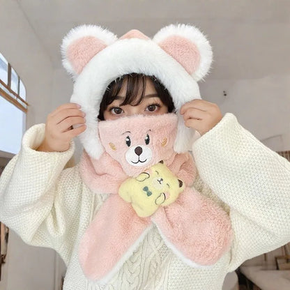 Winter Kids Scarf Hat Mask Set Plush Beanie 1-6 Years ❄️🧣🐻