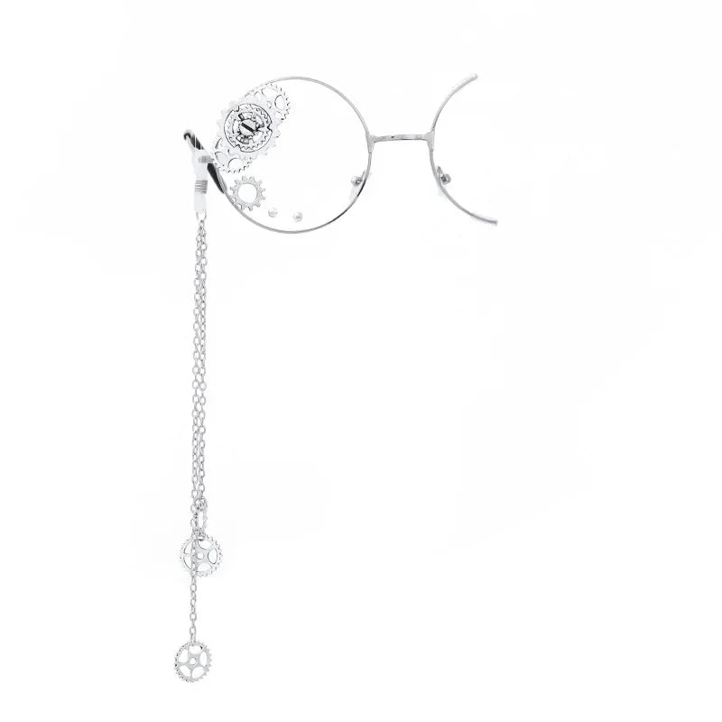 Kawaii Round Glasses with Sakura Chain 🌸✨ Cute Retro Eyewear for Cosplay & Daily Wear 👓💖