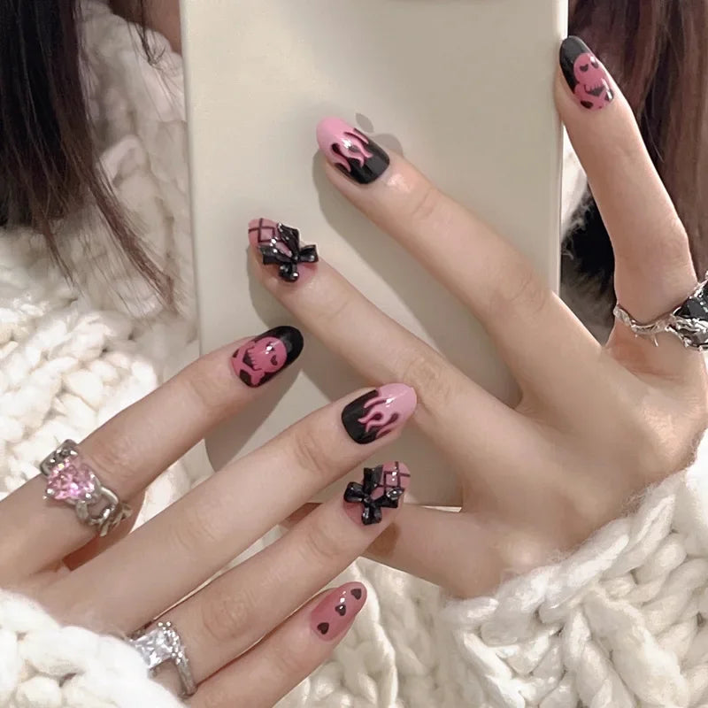 Cute Kawaii Bunny Press-On Nails 🐰✨ | 24 Pcs Full Coverage Acrylic Nail Art Set 🎨 | Reusable & Adorable Fake Nails with Tools! 💅🌸