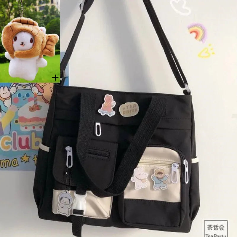 Kawaii Nylon Waterproof Satchel 👜✨ | Adorable Japanese Crossbody Messenger Bag for Students & Girls 🎒💖