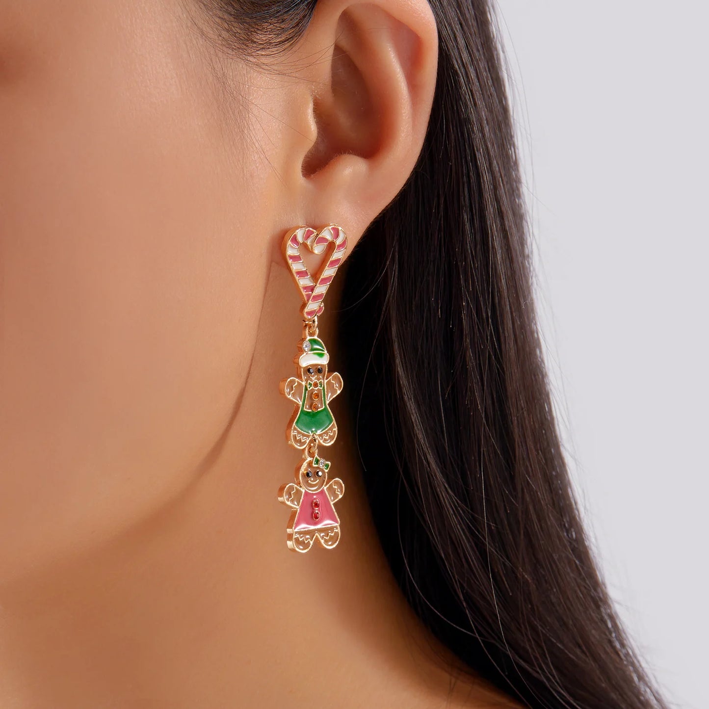 Colorful Gingerbread Drop Earrings For Women Christmas Enamel Santa Snowman 🎄🎁