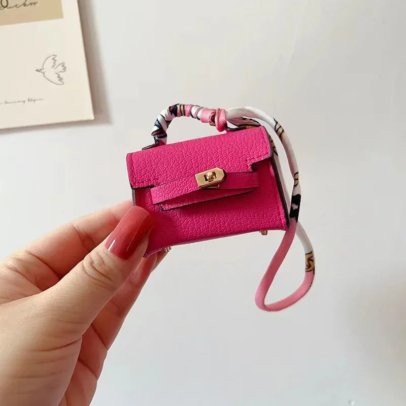 Kawaii Mini Leather Bag for AirPods & Galaxy Buds 🎧✨ - Adorable Charm Case!