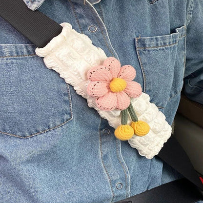 Kawaii Sunflower Car Seat Belt Cover 🌼✨ Cute Car Accessories & Decor