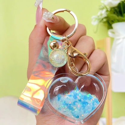 ✨ Adorable Quicksand Heart Keychain 💖 Trendy Mini Bag Charm for Couples 🌈 - Pixie Quill