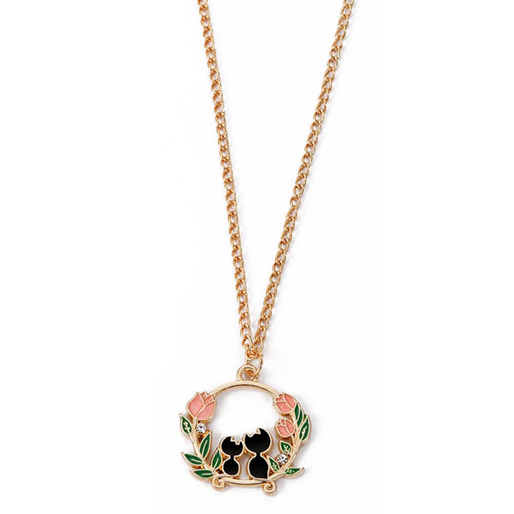 🐰✨ Adorable Sakura Bunny & Cat Pendant Necklace - Cute Charm for Trendy Ladies! 🌸💖 - Pixie Quill