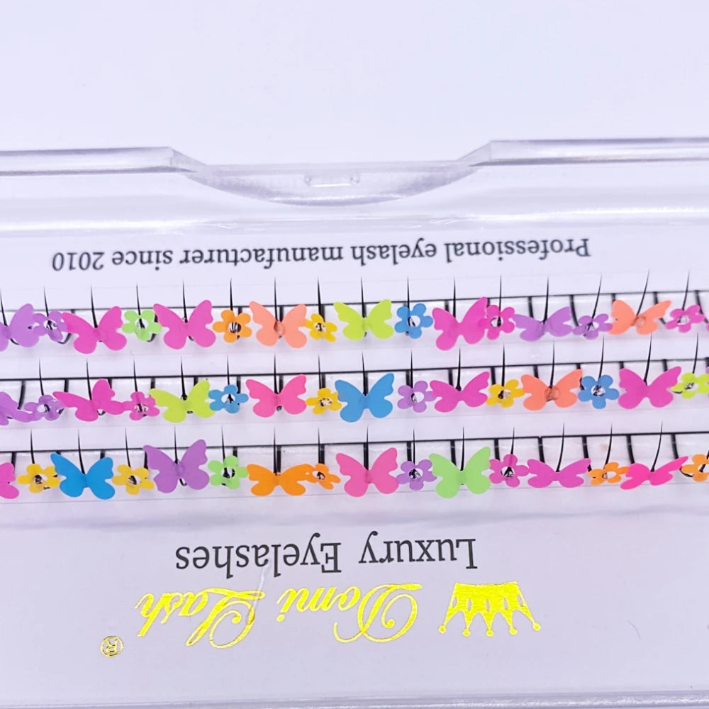 ✨ Rainbow Glitter Lashes - Kawaii Butterfly Star Individual Extensions for Magical Makeup! 🌈💖