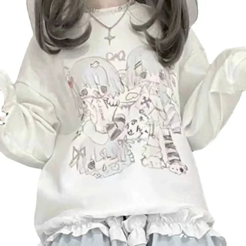 Kawaii Y2K Harajuku Anime Hoodie 🌟 | Cute Cartoon Sweatshirt for Trendy Students 🎀 | Cozy Long Sleeve Top 2023