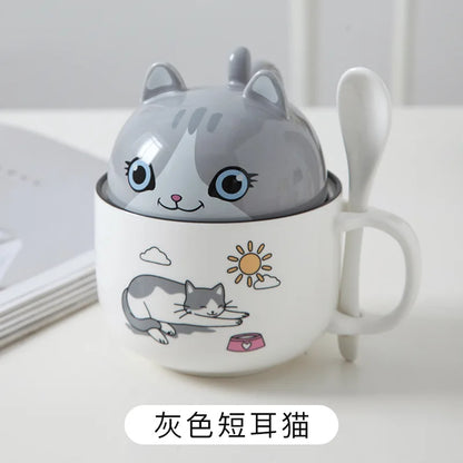 Kawaii Shiba Inu & Cat Ceramic Mug 🐕🐈 - Adorable Cartoon Cup for Cozy Tea & Coffee ☕️💖