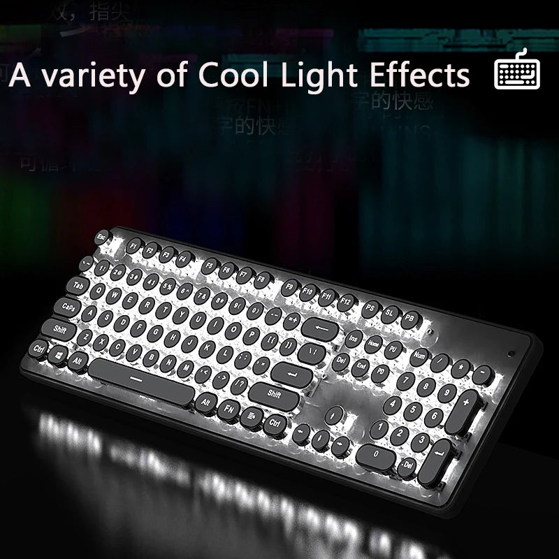 Kawaii 104 Keys Punky Mechanical Keyboard 🎀✨ | Cute Aluminum Alloy Wired Keyboard for Girls 💖 | Backlit Fun for Gaming & Office🏢🎮