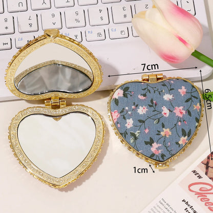 Kawaii Retro Fabric Pocket Mirror 🌸✨ - Double-Sided Compact Makeup Mirror for Cute Touch-Ups! 💖