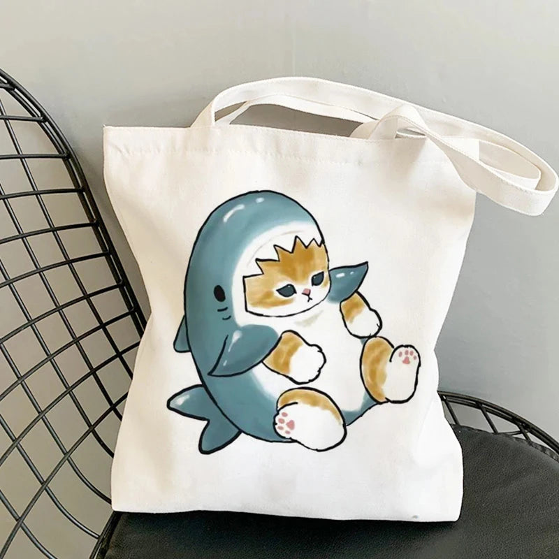 ✨ Cute Cat Manga Tote Bag 🐾 Fun Canvas Shopper for All Your Adventures! 👜 - Pixie Quill