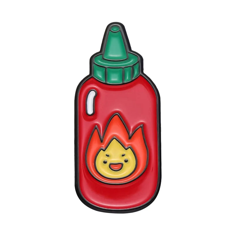 Kawaii Fire Demon Ramen Enamel Pins 🍜✨ Custom Cartoon Brooches for Kids 🎒 Adorable Anime Jewelry Gift