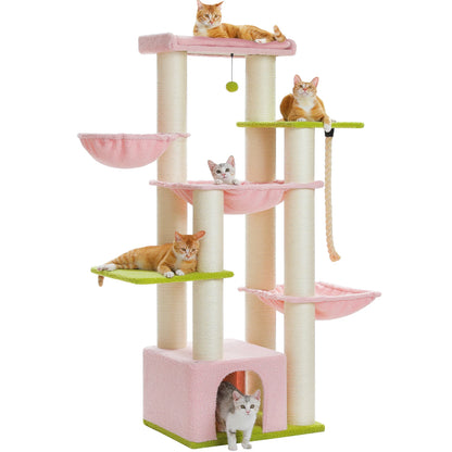 Cute 5 Tier Cat Tree For Big Cats With 11 Sisal Posts And Hammock 🐾