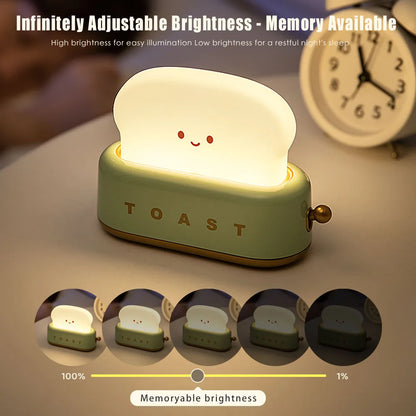 🍞 Adorable Toasty LED Night Light | Fun Bread Table Lamp with Timer 🌙✨ - Pixie Quill