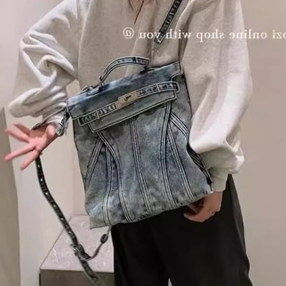 Kawaii Denim Dream Backpack 🎒✨ | Cute Retro Style Bag for Girls | Perfect for College & Everyday Fun! 🌼💖