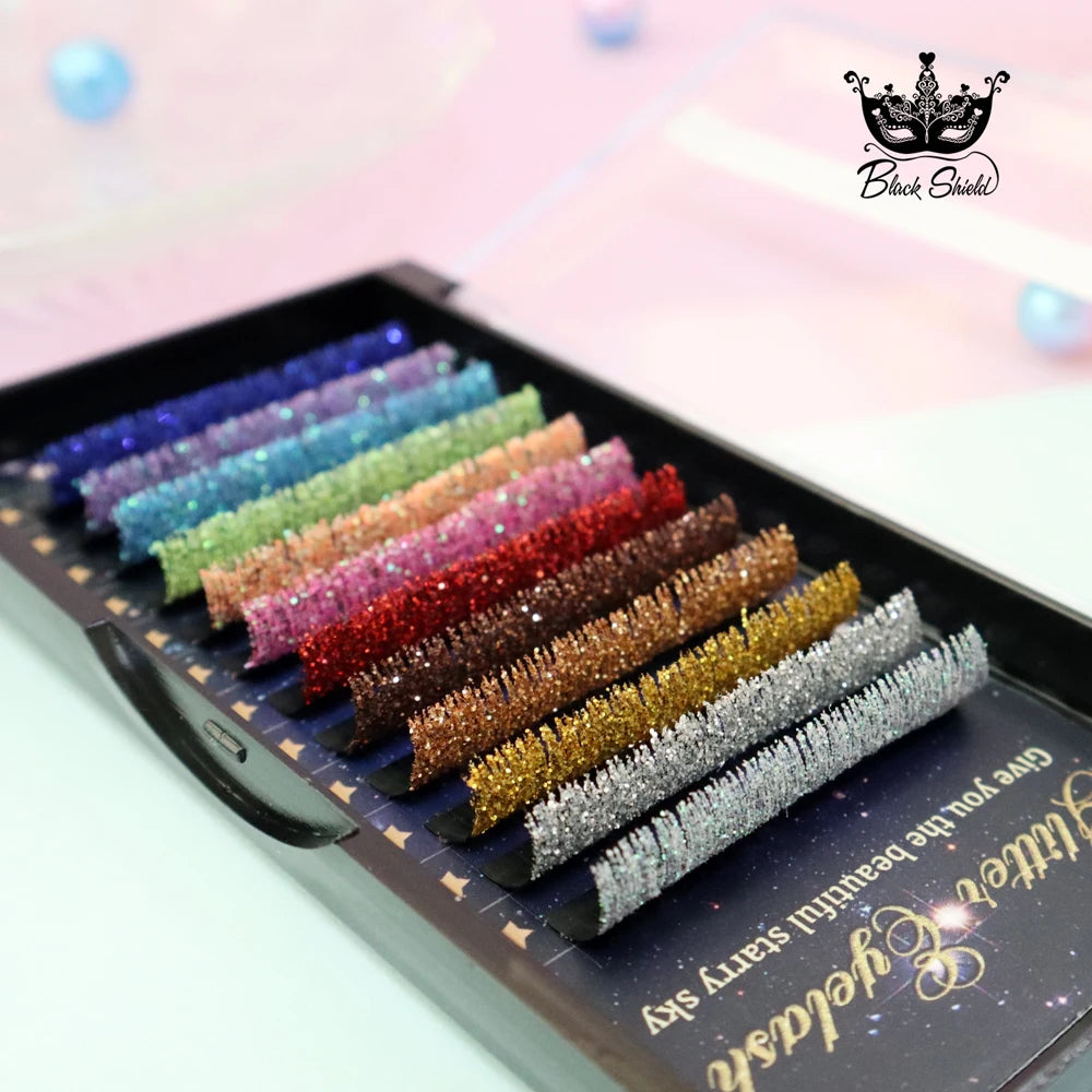 ✨ Festive Sparkle Rainbow Lashes 🎉 - Kawaii Glittery Eyelash Extensions for Holiday Glam! 💖