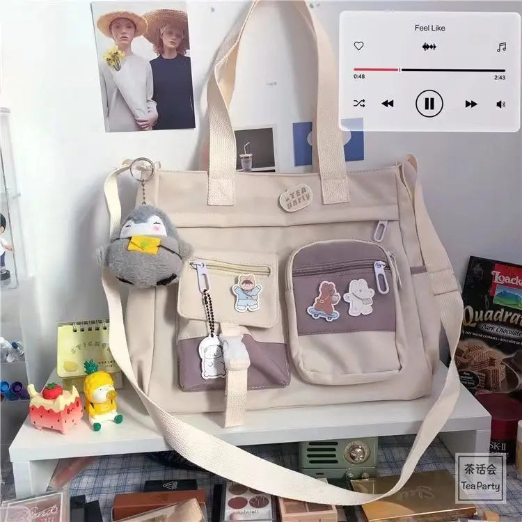 Kawaii Nylon Waterproof Satchel 👜✨ | Adorable Japanese Crossbody Messenger Bag for Students & Girls 🎒💖