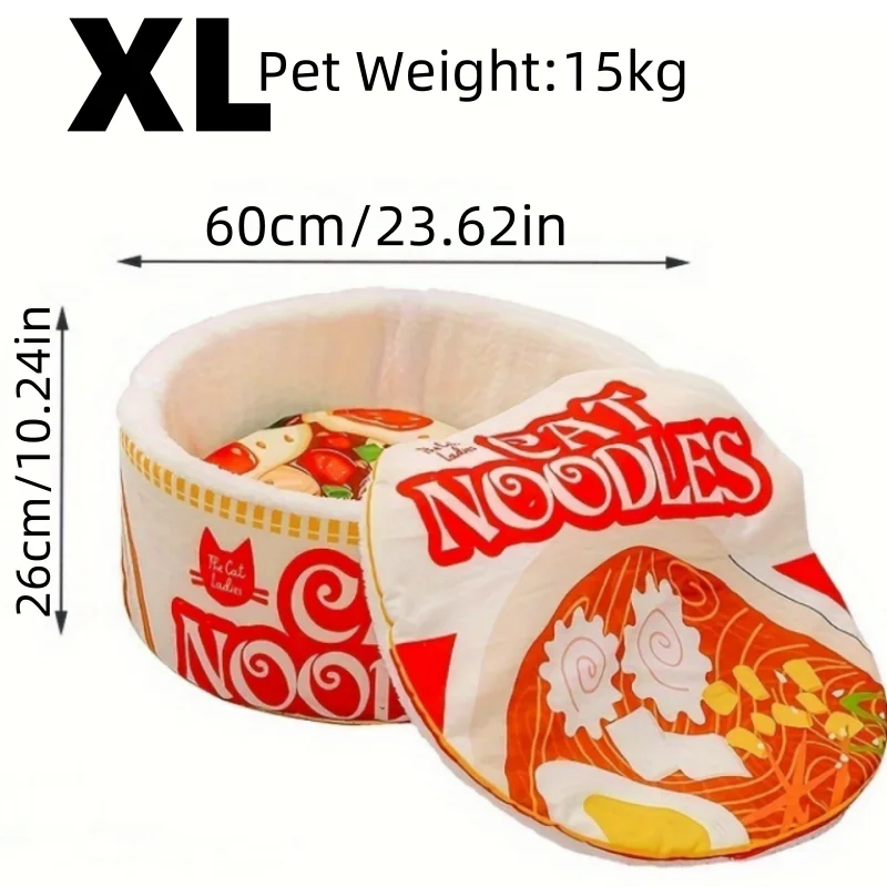 Kawaii Ramen Cat Cuddle Nest - Cozy Winter Retreat for Your Feline Friend 🐾💕