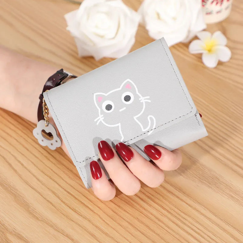 Kawaii Cat-Themed PU Leather Wallet 🐱💖 | Adorable Short Purse for Ladies | Perfect Gift for Cat Lovers! 🎁✨