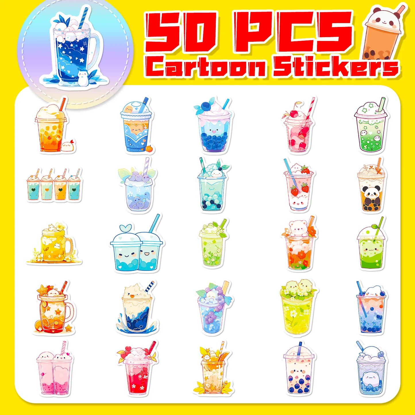 ✨ 50PCS Adorable Pearl Milk Tea Sticker Collection 🍵🎨 – Perfect for DIY Fun on Phones, Laptops & More! 🌈 - Pixie Quill