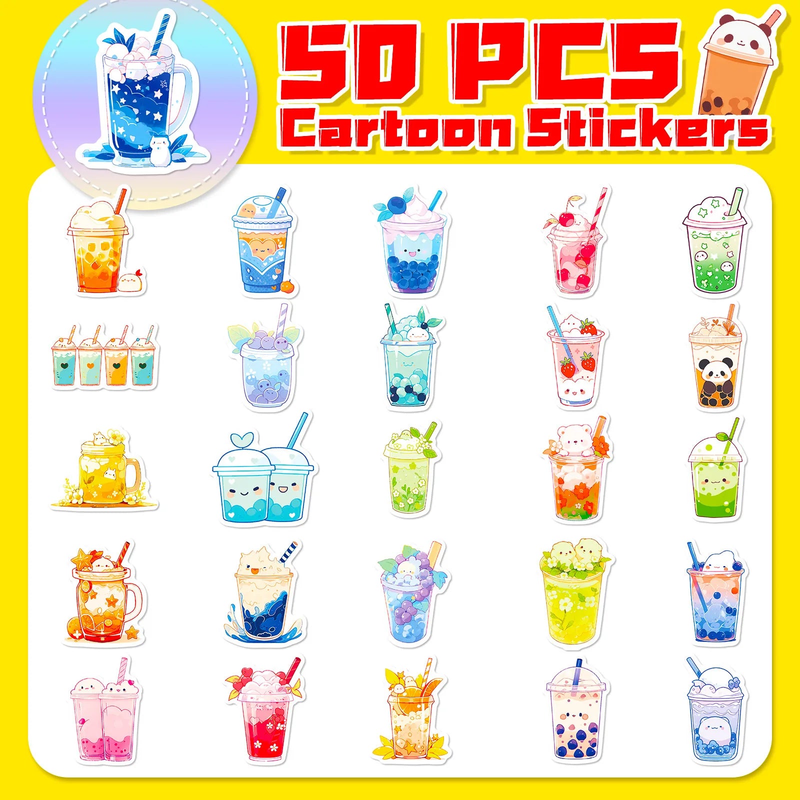 ✨ 50PCS Adorable Pearl Milk Tea Sticker Collection 🍵🎨 – Perfect for DIY Fun on Phones, Laptops & More! 🌈 - Pixie Quill