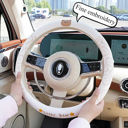 Kawaii Cartoon Car Steering Wheel Cover ☀️💖 | Ice Silk Summer Bliss 🌈 | Breathable, Non-Slip & Sweat-Absorbing for All Seasons! 🚗✨