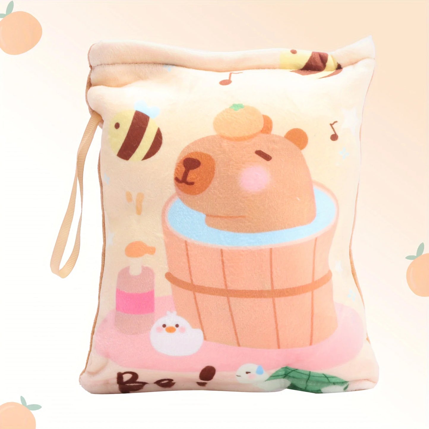 Adorable Kawaii Capybara Plush Snack Bag 🐾💖 - Cute & Soft Animal Bag with 4 Tiny Capybara Cubs!