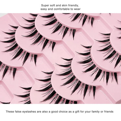 Adorable Manga Style False Eyelashes 10 Pairs Natural Full Strip Lashes For Anime Look Makeup ✨🐰🎀🌸