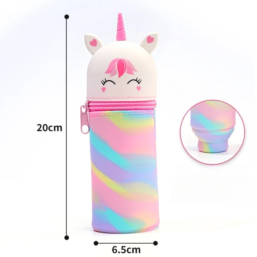 Cute Animal Silicone Pen Case With Large Capacity Pencil Holder Lipstick 🎒