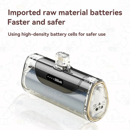 Kawaii 5000mAh Pet Power Bank 🐾💖 Mini Capsule Fast Charge for iPhone & Type-C! 🚀✨
