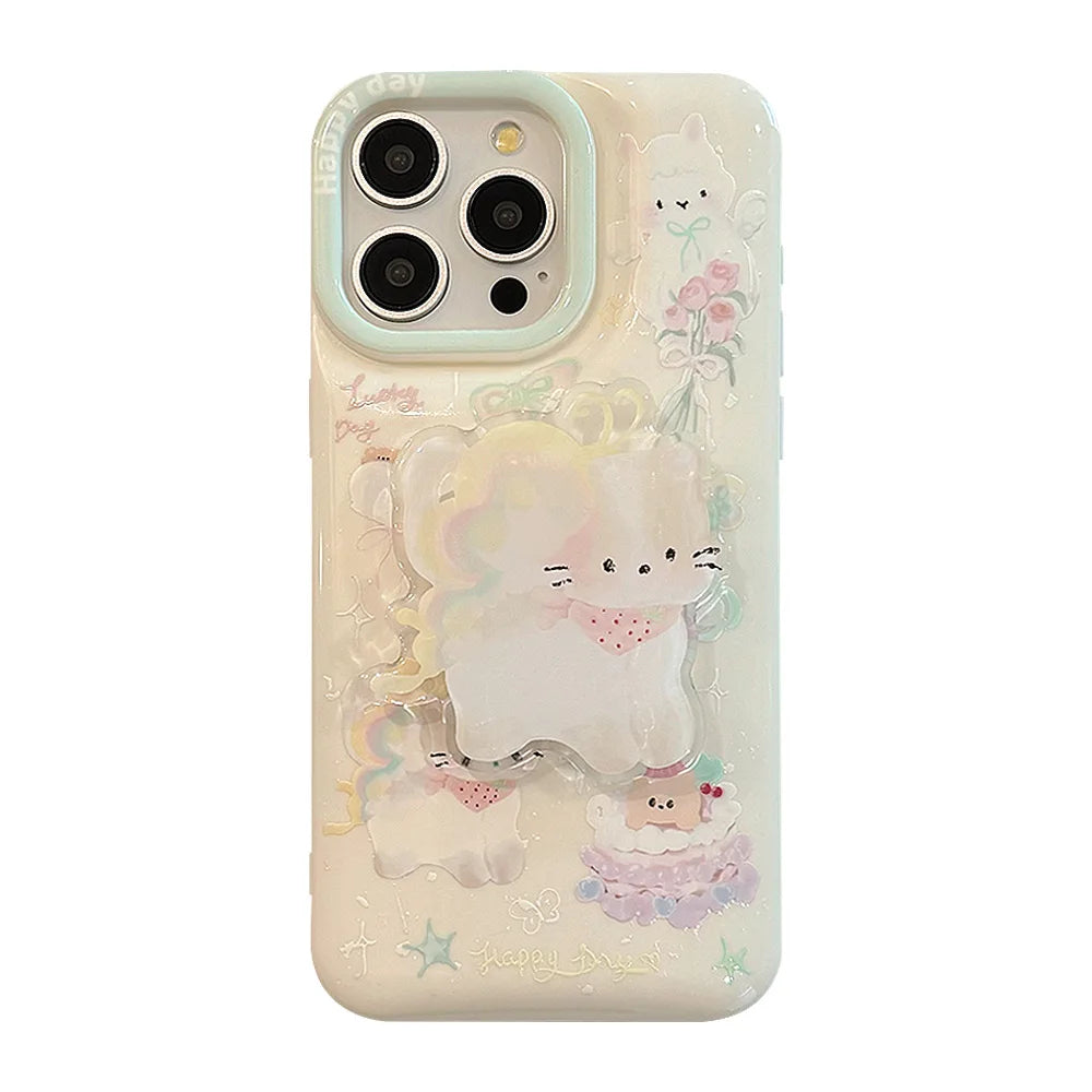 Adorable Cat Angel 🌟🌼 with Bow & Butterfly Soft Phone Case 🌈 for iPhone 11/12/13/14/15 Pro Max