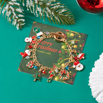 Whimsical Christmas Bracelet With Santa Snowman Star Pendant Jewelry Adjustable🎄