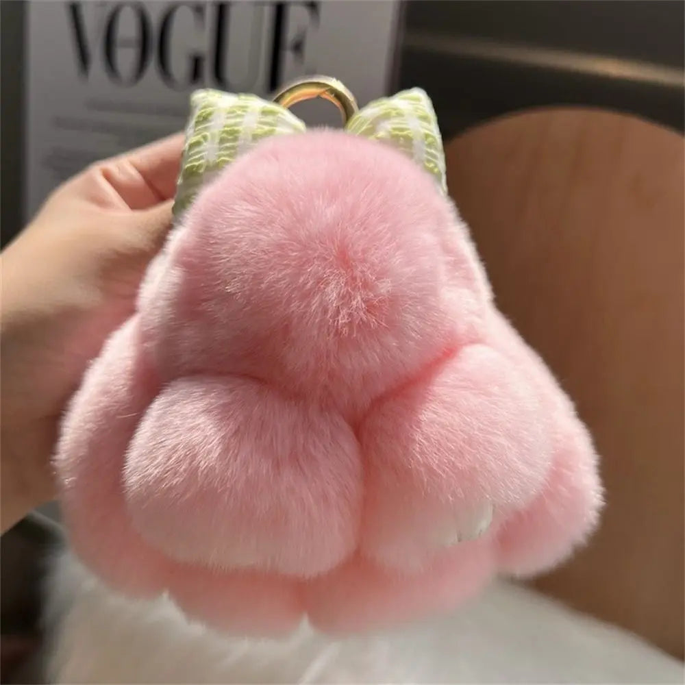 Plush Bunny Keychain Cute Bowknot Fur Rabbit Toy Charm 🐰✨