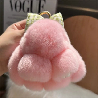 Plush Bunny Keychain Cute Bowknot Fur Rabbit Toy Charm 🐰✨