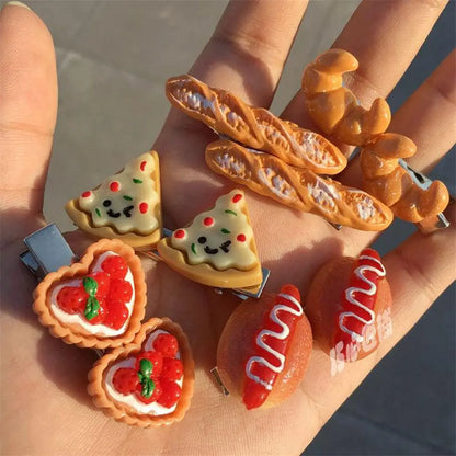 Kawaii Egg Tart Duckbill Clips 🐥🍰 | Adorable Simulated Food Hairpins for Kids & Girls 💖✨