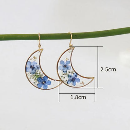 Elegant Pressed Flower Earrings For Women Natural Blue Floral Drop Earrings Handmake Epoxy Resin Plant Earring Jewelry Wholesale