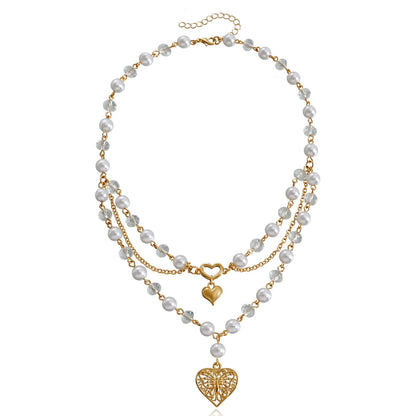 Kawaii Butterfly Pearl Tassel Necklace 🌸✨ | Double Layer High Gloss Design for Women 💖