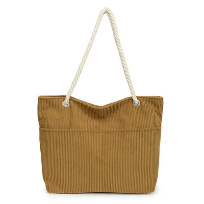 🌟 Cuddly Corduroy Tote 💖 - Trendy & Soft Women's Shoulder Bag with Zipper for Everyday Adventures! 👜✨ - Pixie Quill