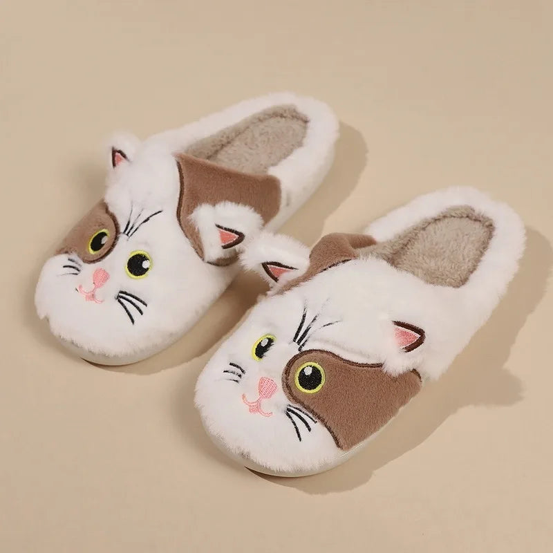 Fluffy Cat Slippers For Women And Men Warm Indoor Plush Slides 🐾😺❄️