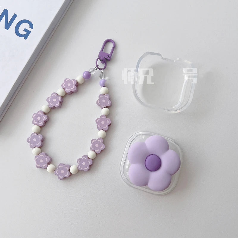 🌸 Adorable Purple Flower Earbud Case 🌼 Cute Bracelet Design for Samsung Galaxy Buds 2 Pro & Live ✨💜 - Pixie Quill